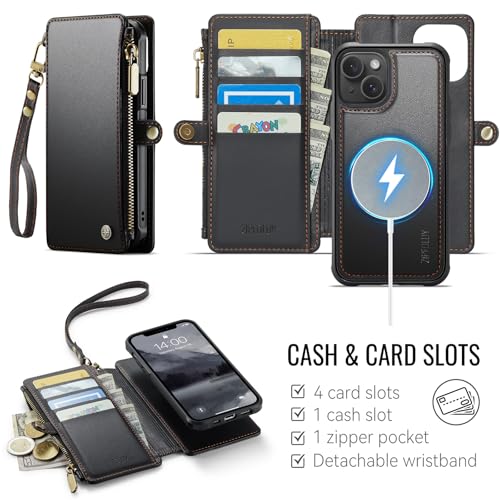 for iPhone 14 Plus - Phone Case Wallet Magnetic Detachable, Black - color: Black, size: iPhone 14 Plus