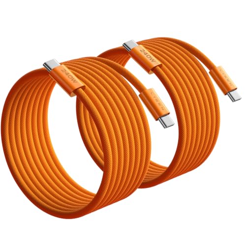 LISEN USB C to USB C Cable, 240W Fast Charging Cable (10FT+10FT) - color: Orange, size: 10FT+10FT