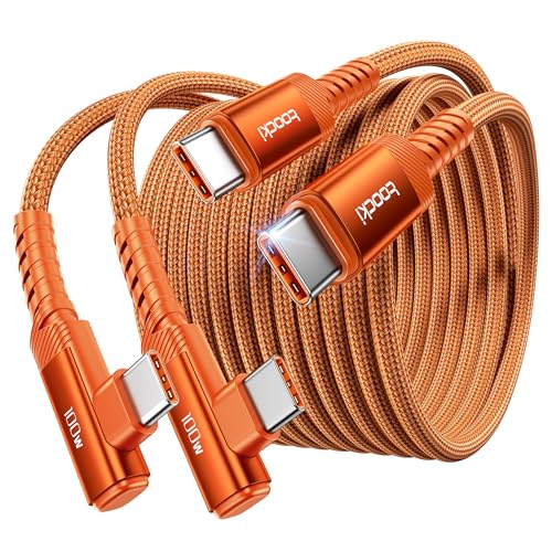 toocki 100W Right Angle Fast Charging USB C Cable, 2Pack, 10FT - color: Orange, size: 10+10FT