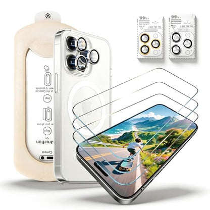 3 Pack Screen Protector with Phone Case for iPhone 14 Pro Max, 2 Pack Tempered Glass Camera Lens Protector, Easy Install Frame, 9H Hardness, Bubble Free, HD Clear, Full Coverage - size: iPhone 14 ProMax