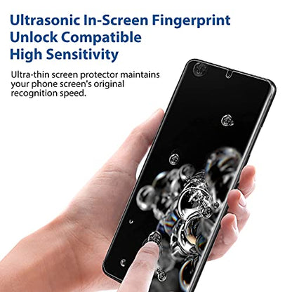 [2 Pack Compatible with Samsung Galaxy S20 Ultra 5G 6.9-inch Privacy Screen Protector, Anti-Spy Flexible TPU Film, Support Fingerprint Unlock, Easy Installation, Full Coverage, Bubble Free