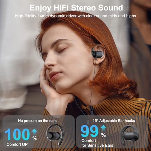 Open Ear Headphones Wired 3.5mm Earphones for Chormebook Laptop PC