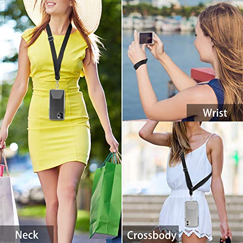 SHANSHUI Phone Lanyard, 4 Durable Pads Universal Cell Phone Neck Lanyard and Wrist Strap Tether Lanyard Patch Compatible with Protection All Smartphones -Pink - color: Clear-2(4pads), size: 23inch