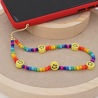 6PCS Beaded Phone Charms Strap Fruit Star Faux Pearl Rainbow Beads Phone Chains Beaded Lanyard for Camera Key Wallet Valentines Day Gifts for Her Women - style: Style6-1