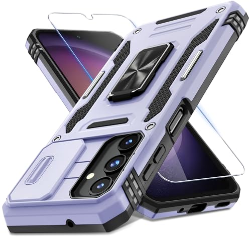 DEERLAMN Case for Samsung Galaxy A16 5G with Slide Camera Cover+Screen Protector (1 Pack), Rotated Ring Kickstand Military Grade Shockproof Protective Cover-Light Purple - color: Light Purple, size: A16 5G-6.7 Inch