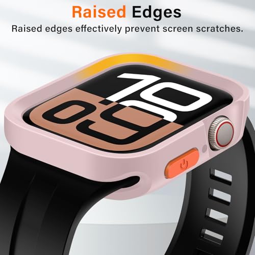 Amizee Rugged Case Compatible with Apple Watch Case Series 11/10 42mm, Soft TPU Shockproof Bumper Drop Proof Protective Cover Compatible with iWatch - Pink - color: Pink, size: 42 mm