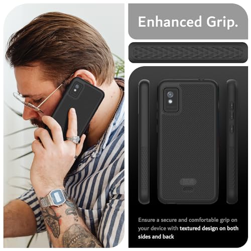 TUDIA LinnGrip Compatible with BLU Studio Mini (2023) Phone Case, [Enhanced Grip] Ultra Slim Fit Shockproof Matte TPU Soft Protective Phone Case Cover (Black) - color: Black