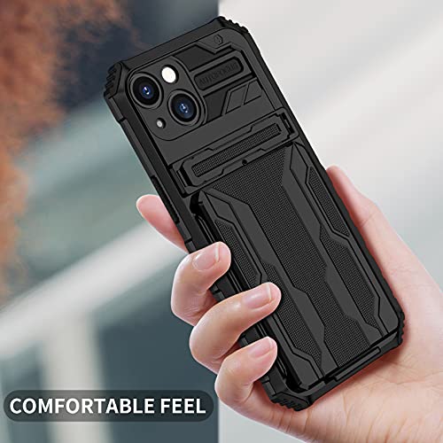 for iPhone 13 Wallet Case with Card Holder, Black | Detachable Card Holder, Built-in Kickstand, with Screen Protectors, Military Grade, Full Body Shockproof - size: for iPhone 13 - 6.1''
