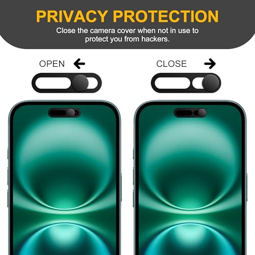 3 Pack Privacy Cover Compatible for iPhone 16/iPhone 16 Plus with 2 Front Camera Privacy Cover, Anti-Spy Camera Cover, Easy-Adhesive Design, Safeguard on iPhone 16/16 Plus,Black - size: iPhone 16/iPhone 16 PlusMax