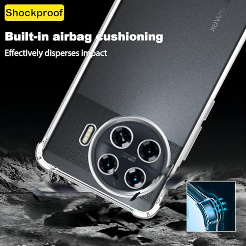 USTIYA Case for Tecno Spark 20 Pro+ Pro Plus Clear TPU Four Corners Military-Grade Protection Cover Transparent Soft funda