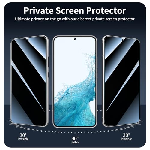 Privacy Screen Protector for Samsung Galaxy S22+/S22 Plus/S23+/S23 Plus, Anti-Spy Tempered Glass, 9H Hardness Anti-Scratch Shatterproof, Secure Private Protection, Bubble-Free Easy Install Case Friendly - 3 Pack - color: S23+/S23 Plus/S22+/S22 Plus Black