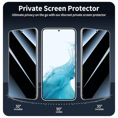 Privacy Screen Protector for Samsung Galaxy S22+/S22 Plus/S23+/S23 Plus, Anti-Spy Tempered Glass, 9H Hardness Anti-Scratch Shatterproof, Secure Private Protection, Bubble-Free Easy Install Case Friendly - 3 Pack - color: S23+/S23 Plus/S22+/S22 Plus Black