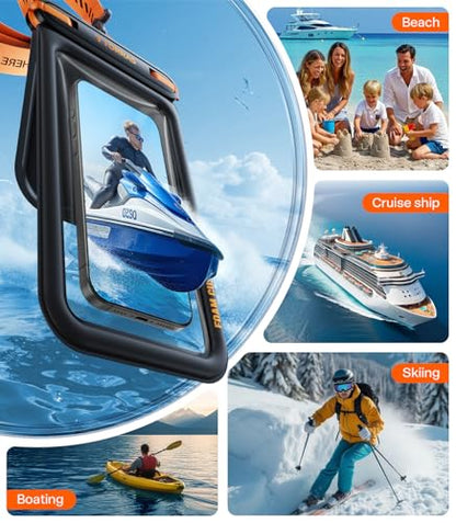 TORRAS IP68 Waterproof Phone Pouch Floating with Double Space 7.0", Black | Waterproof Phone Case with Crossbody Lanyard, Phone Dry Bag for iPhone 17 Pro Max 16 S26, Beach Cruise Ship Travel Essentials - color: Black