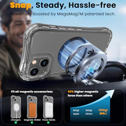 WRJ Magnetic Clear for iPhone 13 Case,iPhone 14 Case,[Compatible with MagSafe][Military Grade Drop Protection] Transparent Full Body Shockproof Protective Phone Case-Black - color: Black, style: Transparent
