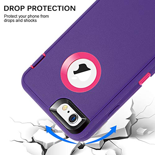 MAXCURY Heavy Duty Shockproof Series Case for iPhone 6 iPhone 6S Case (4.7")-V2 with Built-in Screen Protector Compatible with All US Carriers - Purple/Peach - color: Purple/Peach