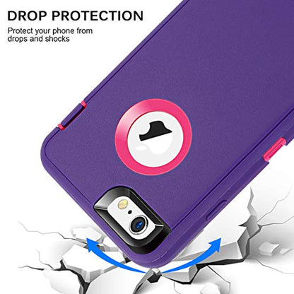 MAXCURY Heavy Duty Shockproof Series Case for iPhone 6 iPhone 6S Case (4.7")-V2 with Built-in Screen Protector Compatible with All US Carriers - Purple/Peach - color: Purple/Peach