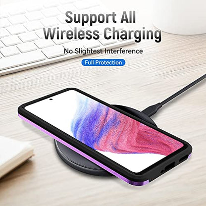 for Samsung A53 5G Case, Galaxy A53 5G Case with Screen Protector,Full Body Protection Durable Rubber Cover Phone Case for Samsung Galaxy A53 5G,Purple - color: 2 Purple