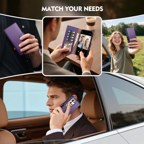Compatible with Samsung Galaxy S26 Ultra Case Wallet with Card Holder [4 Card Slot] Women Men,RFID Blocking PU Leather Phone Case Flip Protector Cover Credit Card Slot Kickstand,Dark Purple - color: Dark Purple, size: Samsung Galaxy S26 Ultra - 6.9"