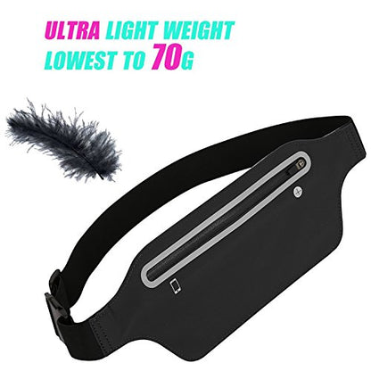 Fanny Packs for Women,Waterproof Fanny Pack for Men,Adjustable Running Belt Waist Pack Slim Expandable Pocket Belt,iPhone Running Holder Cell Phone Elastic Waist Pouch Bag for Galaxy Black - color: 1-Black