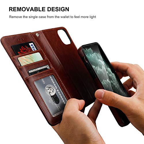 Bocasal Detachable Wallet Case Card Holder for iPhone 11 Pro Max Brown - color: Brown