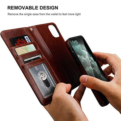 Bocasal Detachable Wallet Case Card Holder for iPhone 11 Pro Max Brown - color: Brown