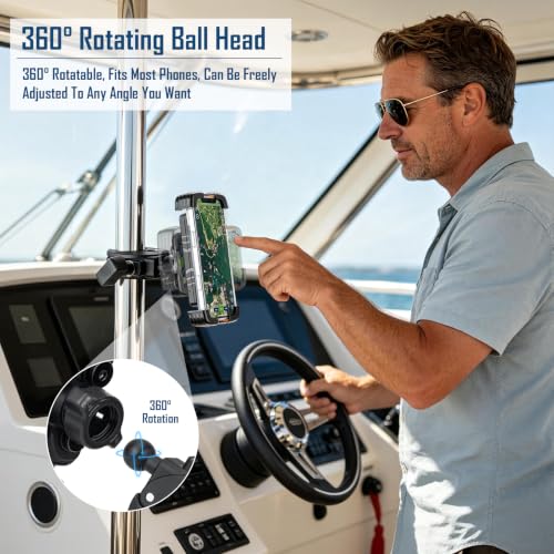 QualyQualy Boat Rail Phone Holder Marine Clamp-On with Sunshade - color: Crab Clamp