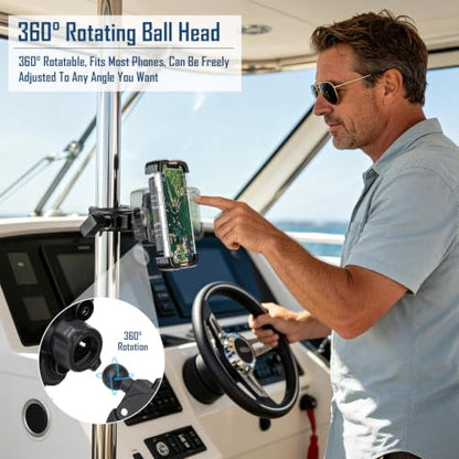 QualyQualy Boat Rail Phone Holder Marine Clamp-On with Sunshade - color: Crab Clamp