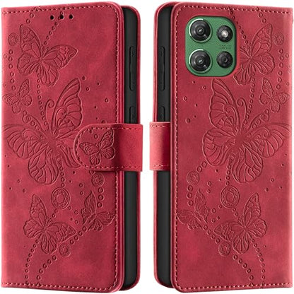 Case Wallet for Motorola Moto G Power 2025/ G Power 2026, Red | RFID Blocking, 3 Card Holder Stand, Shockproof TPU Shell, PU Leather Magnetic Closure, 6.8-inch - color: Red