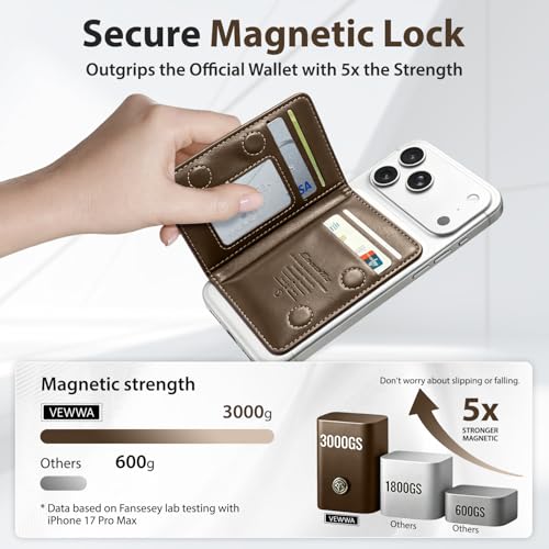 Magnetic Wallet for iPhone, Detachable Magnetic Card Holder Compatible with MagSafe, RFID Blocking Magnetic Phone Wallet with Kickstand for iPhone 17/16/15/14/13/12 Series, Coffee - color: Coffee