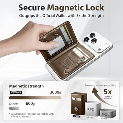 Magnetic Wallet for iPhone, Detachable Magnetic Card Holder Compatible with MagSafe, RFID Blocking Magnetic Phone Wallet with Kickstand for iPhone 17/16/15/14/13/12 Series, Coffee - color: Coffee