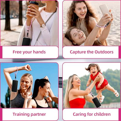 Phone Wrist Strap Hand Lanyard with LifetimeWarranty, Universal Adjustable Nylon Cell Phone String Holder Compatible with apple iPhone & Samsung,Anti-Drop Safety for Key Wallet Camera - color: 2pack (Short-pink)