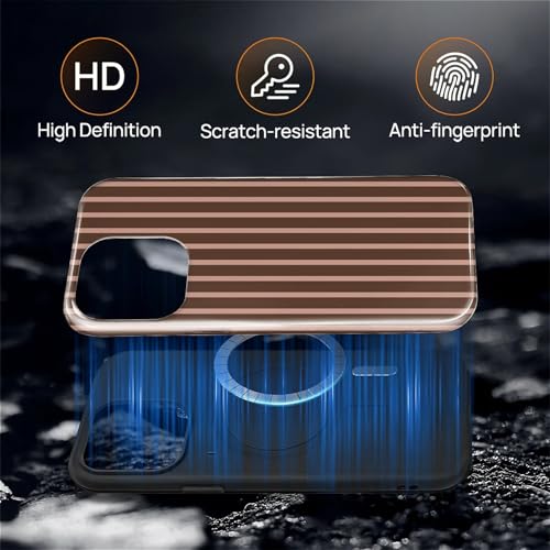Magnetic for iPhone 14 Pro Max Case,[Compatible with Magsafe] Dual Layer Protective Heavy Duty Shockproof Rugged Drop Protection Bumper Hybrid Case- Aesthetic Striped Brown - color: Aesthetic Striped Brown, size: iPhone 14 Pro Max