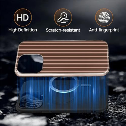 Magnetic for iPhone 14 Pro Max Case,[Compatible with Magsafe] Dual Layer Protective Heavy Duty Shockproof Rugged Drop Protection Bumper Hybrid Case- Aesthetic Striped Brown - color: Aesthetic Striped Brown, size: iPhone 14 Pro Max