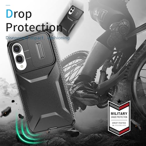 Asuwish Phone Case for Samsung Galaxy S25 Edge 5G with Screen Protector and Slide Camera Cover Rugged Hybrid Shockproof Protective Cell Accessories S25Edge 25S S 25 25Edge 6.66 2025 Women Men Black - color: Black