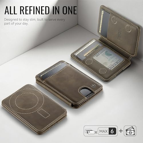 for Magsafe Wallet Magnetic RFID Blocking Card Holders, Retro Brown - color: Retro Brown