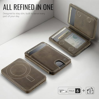 for Magsafe Wallet Magnetic RFID Blocking Card Holders, Retro Brown - color: Retro Brown