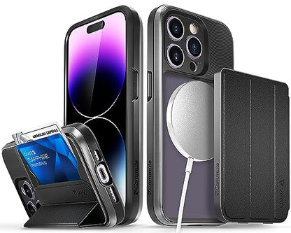VENA vCommuteX Detachable Wallet Case for Apple iPhone 14 Pro (6.1"), (Magsafe Compatible, Military Drop Protection) Leather Cover Card Slot Holder with Kickstand - Space Gray/Black - color: MagSafe Compatible - Black, size: iPhone 14 Pro