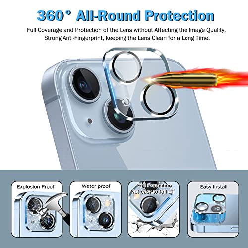 QHOHQ 3 Pack Screen Protector for iPhone 14 / iPhone 13 [6.1 Inch] with 3 Pack Tempered Glass Camera Lens Protector, Ultra HD, 9H Hardness,Case Friendly - size: iPhone 13 6.1 Inch / iPhone 14 6.1 Inch