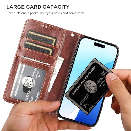 Bocasal for MagSafe Wallet Case Card Holder for iPhone 16, Brown - color: Brown for MagSafe