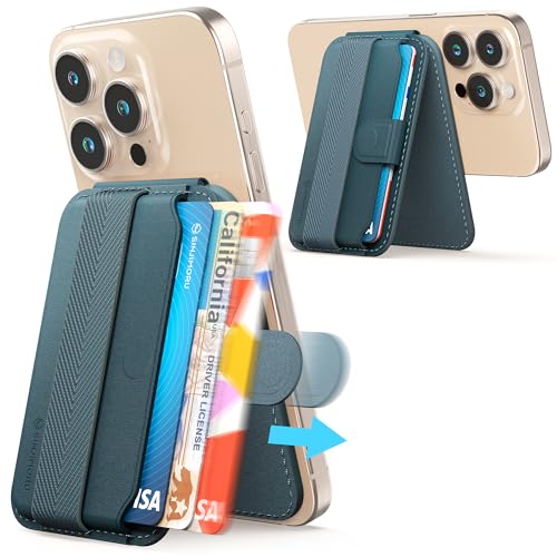 Sinjimoru Magnetic Wallet for iPhone, Phone Wallet with Adjustable Stand, Compatible with MagSafe, Marine Blue - color: Marine Blue