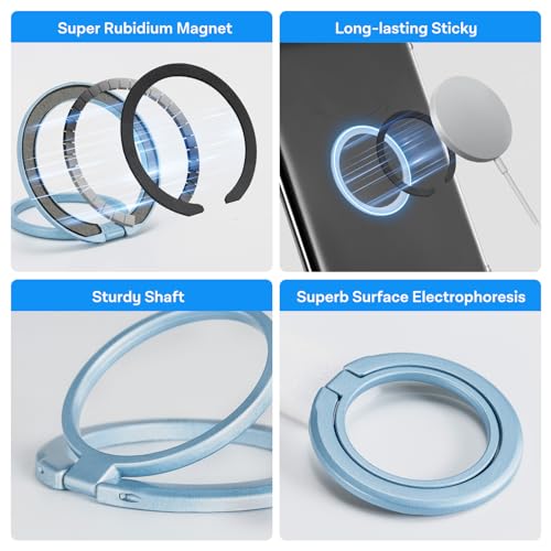 CoBak Magnetic Metal Ring Holder for Phone/Kindle/Tablet - color: Blue Ring