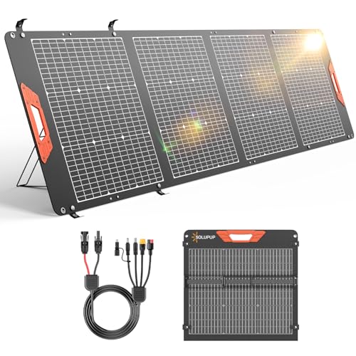 SOLUPUP 200W Portable Solar Panel–24% High Efficiency Bifacial Solar Panel with MC4 Output,Waterproof Foldable Solar Charger with Kickstand for Power Station RV Camping Off-Grid and Blackoutss - size: New 200W