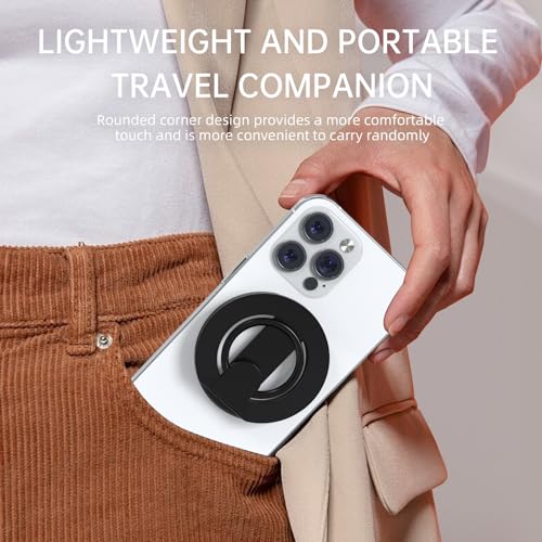 RESPECTED BRO-Magnetic-Phone-Ring-Holder with Dual Rings, Compatible with iPhone 17/16/15/14/13/12, Multifunctional Stand for Desk, Office, Gym, Kitchen & All Metal Surfaces, Finger Loop Grip (Black) - color: Black