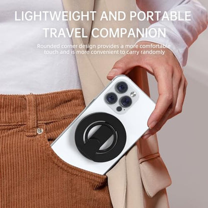 RESPECTED BRO-Magnetic-Phone-Ring-Holder with Dual Rings, Compatible with iPhone 17/16/15/14/13/12, Multifunctional Stand for Desk, Office, Gym, Kitchen & All Metal Surfaces, Finger Loop Grip (Black) - color: Black