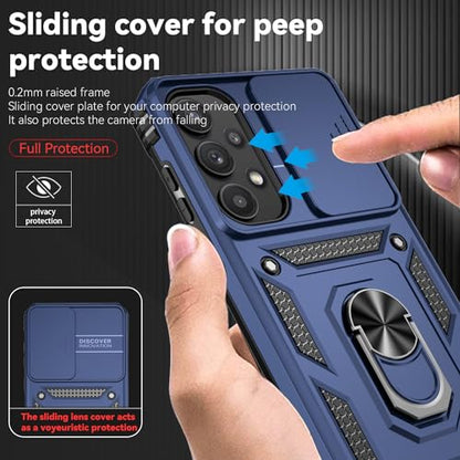 for Samsung Galaxy A35 5G Case,with Screen Protectors and Camera Cover,[Military Grade] 16ft.Drop Tested Cover with Magnetic Kickstand Protective Case for Samsung A35 5G, Blue - color: Blue