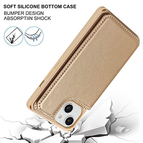 Cavor for iPhone 14 Wallet Case with Card Holder for Women, Golden - color: C-golden