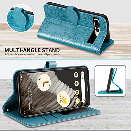 Wallet Case for Google Pixel 7 Pro with Card Holder/Slot,PU Leather Folio Flip Shell [Kickstand][Magnetic Closure][Wrist Strap] Shockproof Cover Fit Google Pixel 7 Pro, Turquoise - color: Turquoise, size: Google Pixel 7 Pro