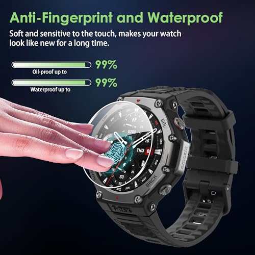 Compatible for Amazfit T-Rex 3 screen protector, Anti-Scratch Tempered Glass flim, Case Friendly, HD Ultra, 3 PACK - size: Amazfit T-Rex 3