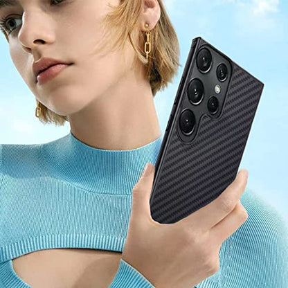 for Samsung Galaxy S23 Ultra Case: (Black) | Slim Thin, Carbon Fiber Classic Pattern Design, Soft Hybrid TPU Bumper, Shockproof Protective Cell Phone Cover - color: Black
