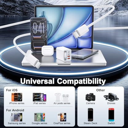 40W Retractable USB-C Wall Charger, 5-in-1 Retractable Phone Charger